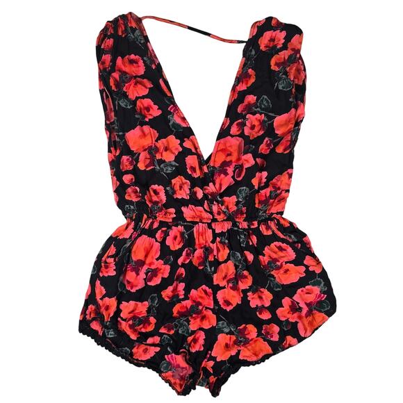 Billabong Midnight Hour Sleeveless Floral Romper Size Medium - Picture 1 of 8